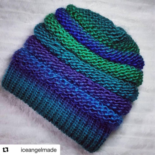 Loom knit ombre beanie hat