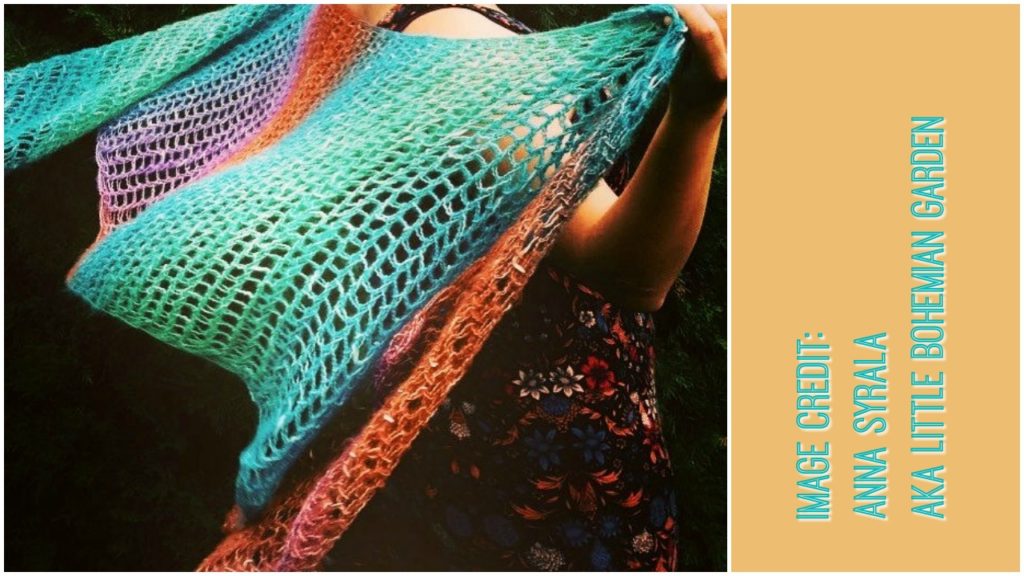 Loom knit mock mesh shawl