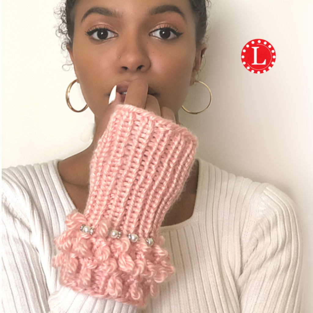 Loom knit loopy stitch gloves fingerless