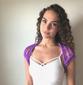 Loom knit Lacy Stitch Shrug Spring