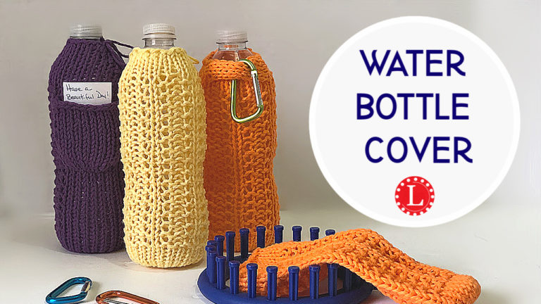 Loom Knit Water Bottle Cover Pattern Video And Info LoomaHat loom-knit-water-bottle-cover-pattern-video-and-info-loomahat
