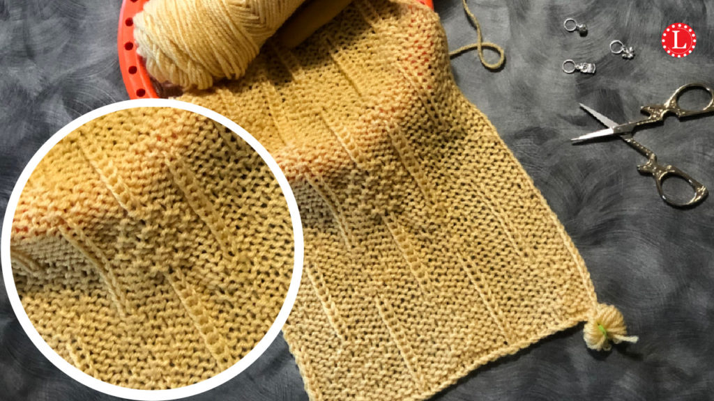 Loom knit diamond moss stitch