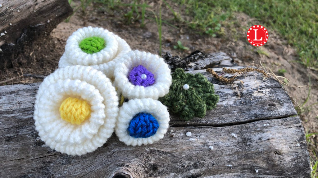Loom Knit Button Flowers