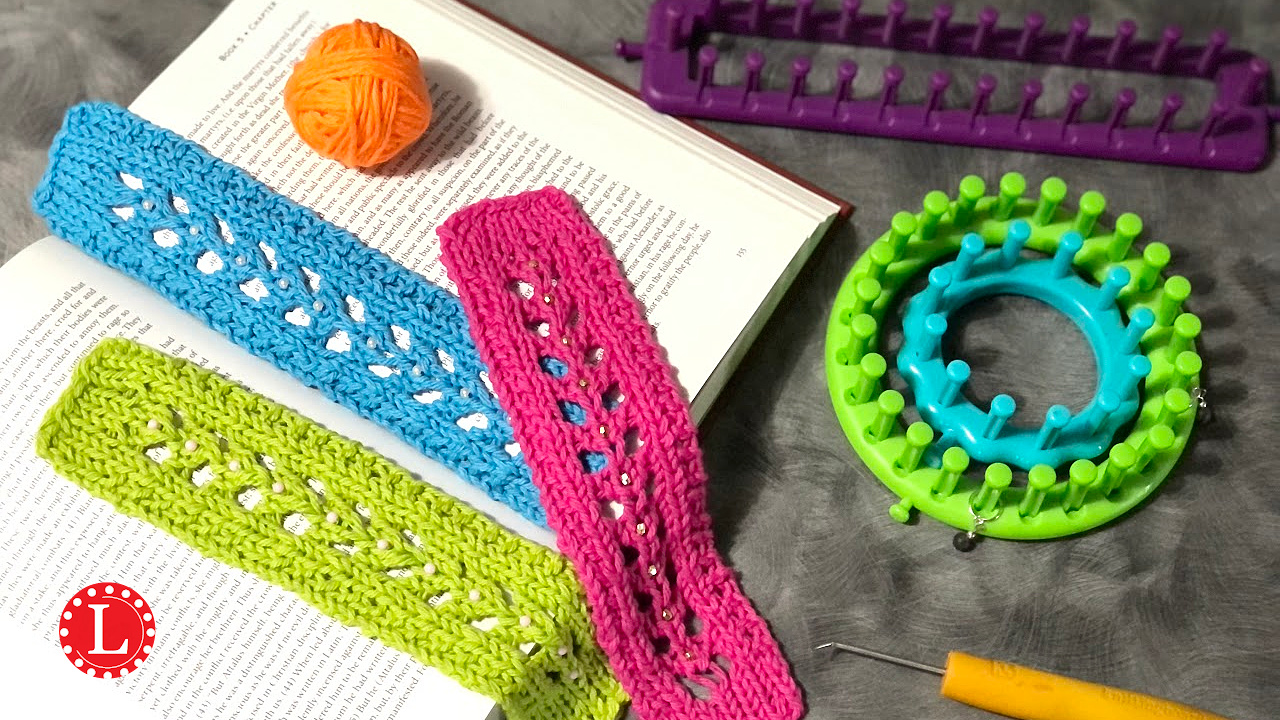 Loom knit lacy book marker