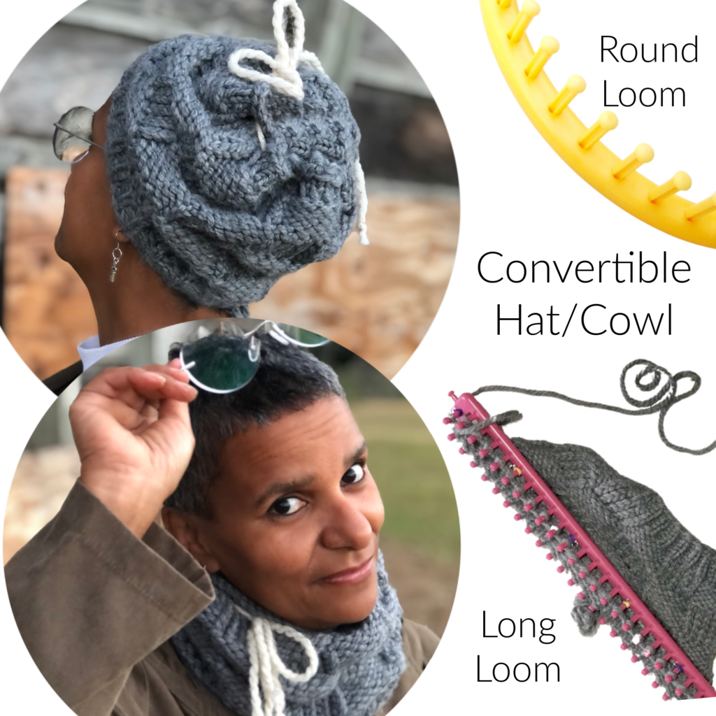 loom knit convertible hat cowl loomahat