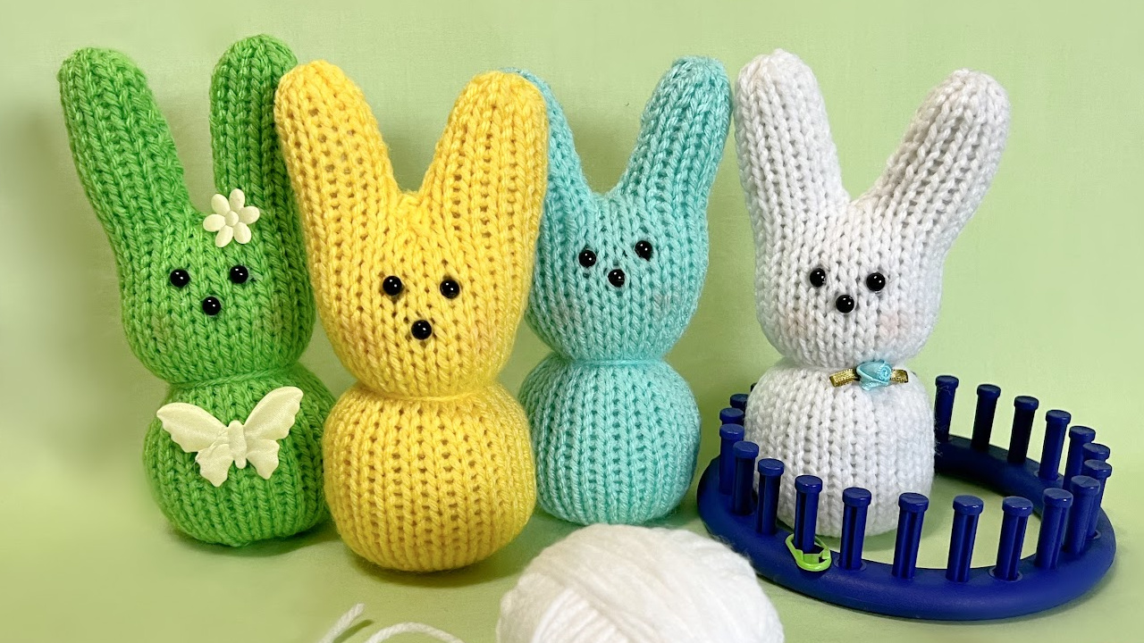 Loom Knit Easter Marshmallow Bunny Rabbit aka Peeps 