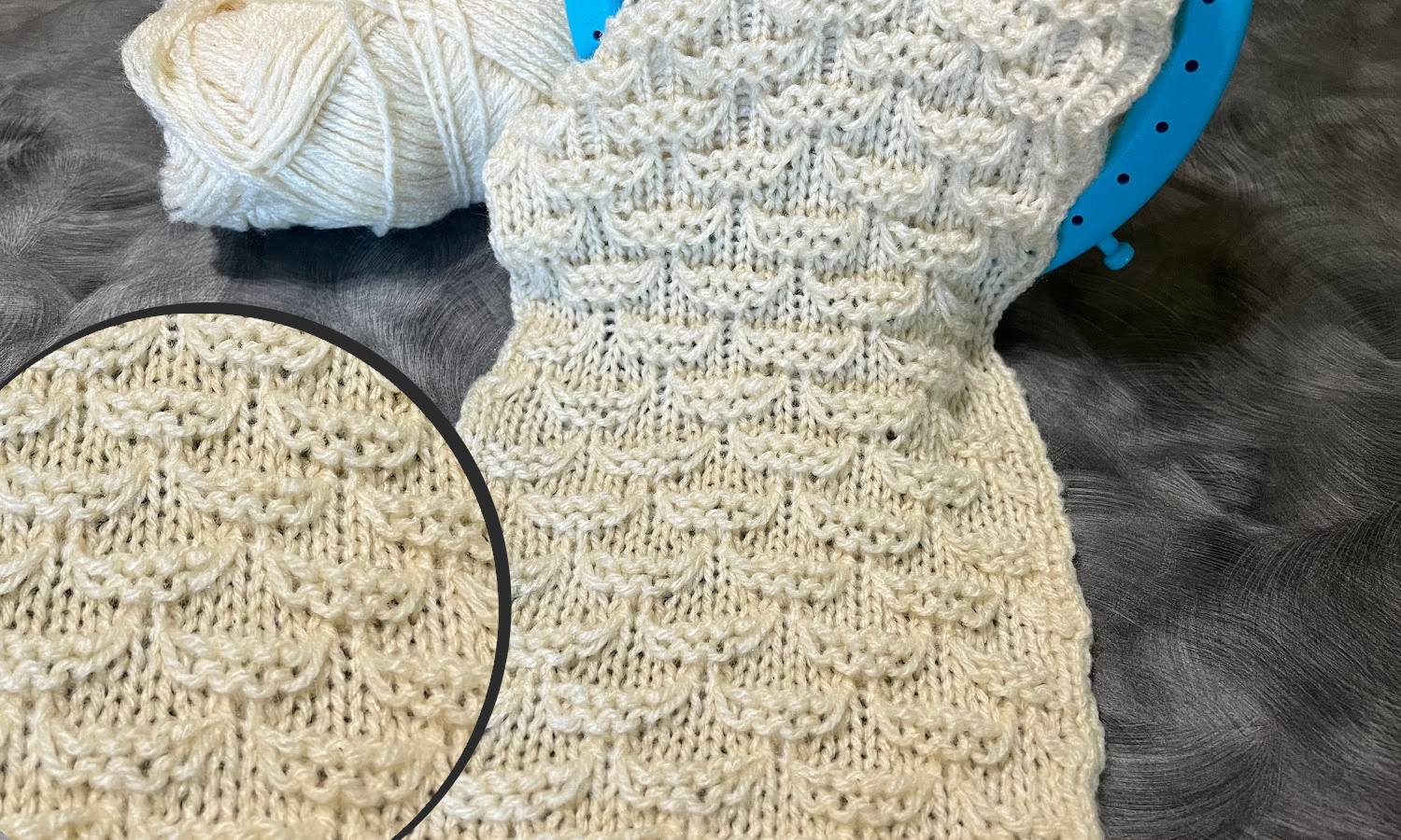 Loom Knit Mock Honeycomb with Purls Stitch Pattern
