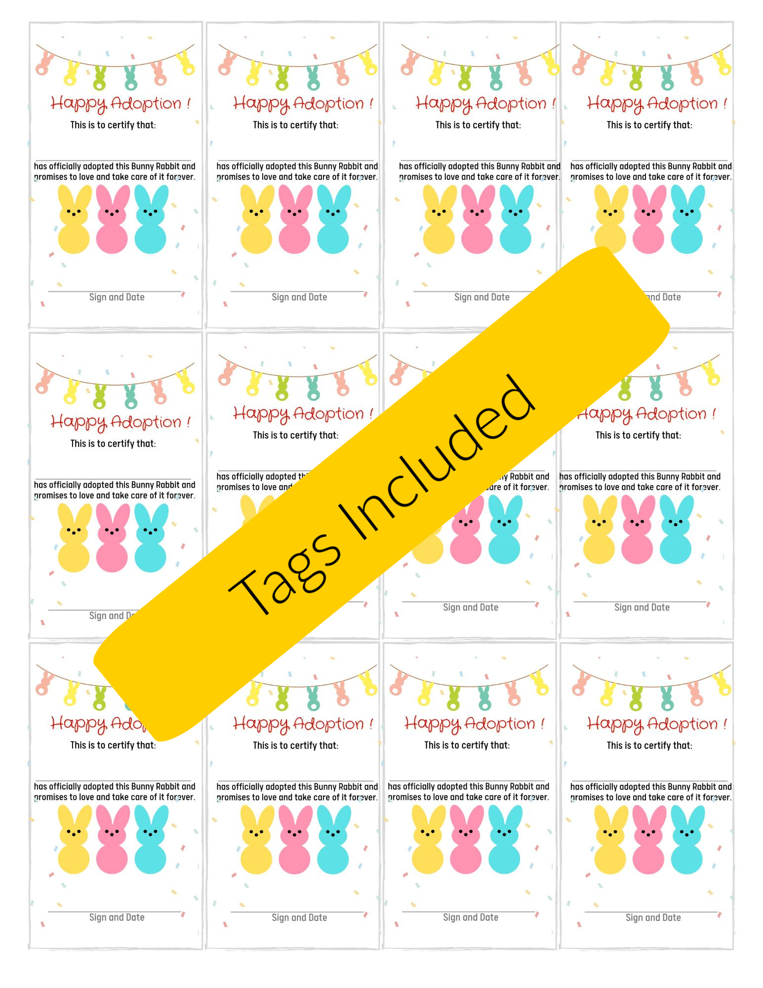 Easter Marshmallow Bunny Peeps Gift Tags