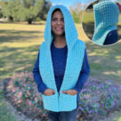 Loom Knit Hood Scarf with Pockets