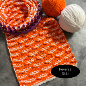 Reverse side of the loom knit brick wall stitch pattern