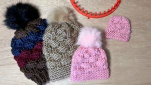 Loom Knit Hat Textured Ribbon Stitch