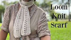 Loom knit lace stitch scarf