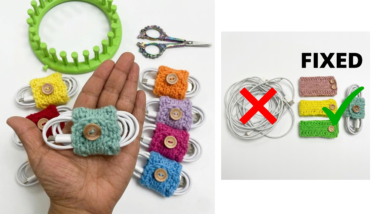 loom knit cable organizer project pattern